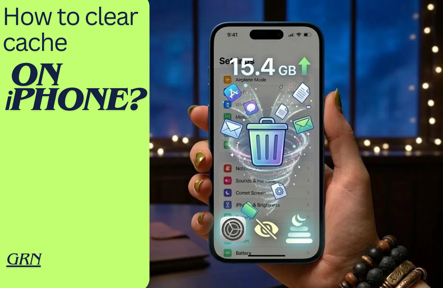 User holding iPhone and cleaning app cache