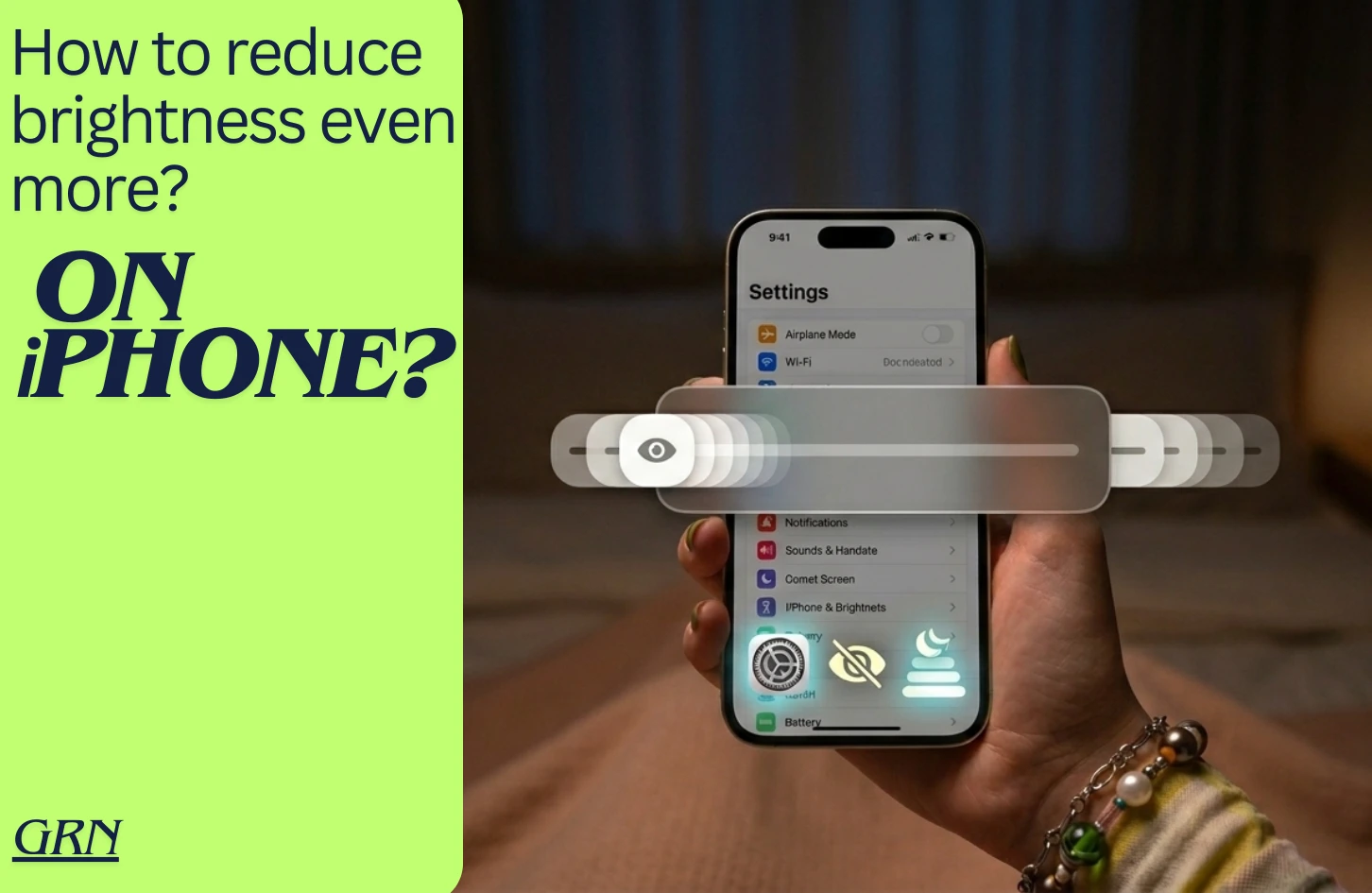 someone holding iPhone with a brightness slider screen.